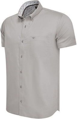 Cappuccino Italia Toscana - Heren Overhemd Korte Mouw - Stretch - Grijs - Maat XL