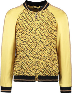Like Flo Kids - Meisjes Jas - Satijn baseball jasje met dierenprint - Honinggeel