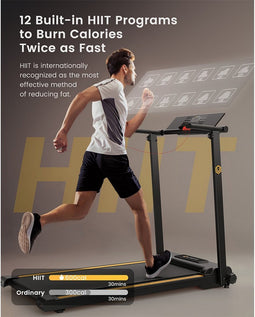UREVO URTM006 Opvouwbare Mini Loopband, Max Snelheid 1-10km/h, Loopoppervlak 105*40cm, Max Belasting 100kg, 12 Ingebouwde HIIT Programma's
