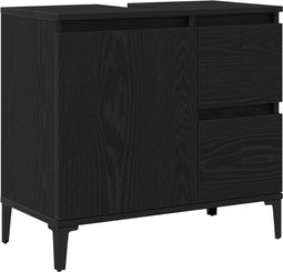 vidaXL - Wasbakkast - Zwart - Eiken - 65x33x60 - cm - Bewerkt - Hout