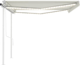 vidaXL - Luifel - automatisch - met - LED - en - windsensor - 4x3,5 - m - crèmekleurig