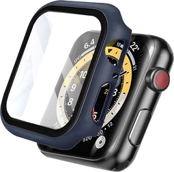 imoshion Screenprotector - Geschikt voor Apple Watch Series 4 / 5 / 6 / SE - 44mm - Full Cover Hard Case / Beschermend Hoesje - Donkerblauw