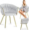 Fluwelen eetkamerstoel duifgrijs - Geweven fluweel - Gestoffeerd - 45x60x85cm