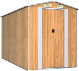 vidaXL - Tuinschuur - 192x357x223 - cm - gegalvaniseerd - staal - lichtbruin