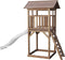 AXI Beach Tower Speeltoestel in Bruin - Speeltoren met Zandbak en Witte Glijbaan - FSC hout - Speelhuis op palen voor de tuin