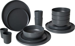 Bo-Camp Industrial - Servies Patom - 16-delig - Antraciet (16 stuks)