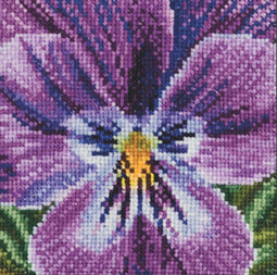 Thea Gouverneur - Borduurpakket met telpatroon - 456A - Voorgesorteerde DMC Garens - Viooltje - Aida - 10 cm x 10 cm - DIY Kit