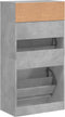 Schoenenkast 60x34x116 cm bewerkt hout betongrijs