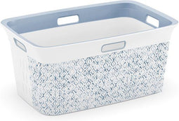 KIS Chic Wasmand 45L - 59x39x27cm - Ergonomische handgrepen - Wit/Blauw