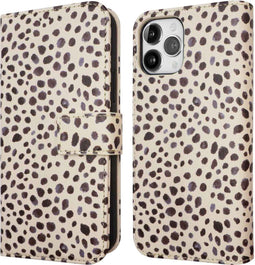 iMoshion Hoesje Geschikt voor iPhone 12 Pro / 12 Hoesje Met Pasjeshouder - iMoshion Design Bookcase smartphone - Meerkleurig / Black And White Dots