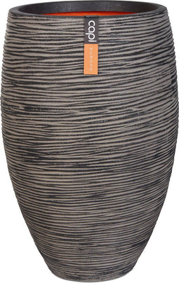 Capi Europe - Vaas elegant deluxe Rib NL - 51x72 - Antraciet - Opening Ø31 - Bloempot voor binnen en buiten - Levenslang garantie - Breukbestendig - 100% Recyclebaar - CO2 Neutraal geproduceerd - KOFZ1138