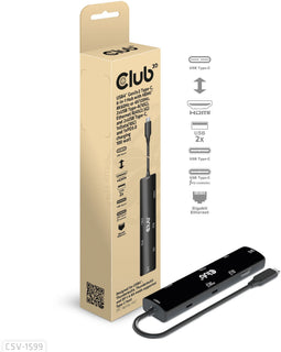 Club 3D USB4 Gen3x2 - 6-in-1 Hub - HDMI 8K60Hz 4K120Hz 2xUSB A 2xUSB-C 100W PD3.0