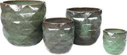PTMD Lotte Bloempot Diamant - H52 x Ø53 cm - Set van 4 - Keramiek - Groen