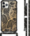 iMoshion iPhone 11 Pro - Hoesje met Koord - Verstelbaar Koord Goud/Zwart Golden Leaves