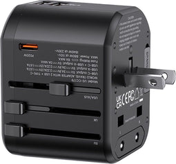 USAMS Universele Wereldstekker 20W | USB-C Power Delivery en 2x USB-A Quick Charge | Internationale Reisstekker | Universeel | voor o.a. Europa, Engeland/UK, Amerika/USA en Australië