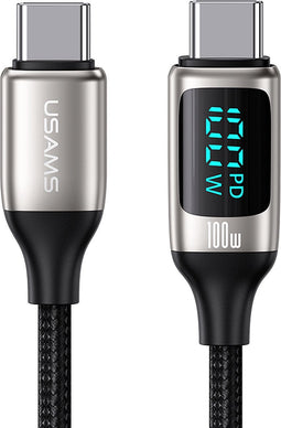 USAMS - USB kabel - Type-C naar Type-C - PD 100W - snellaad- en datakabel - 1,2 m - Wit