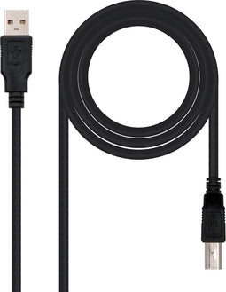 USB 2.0 A to USB B Cable NANOCABLE 10.01.0102-BK Black (1 m)
