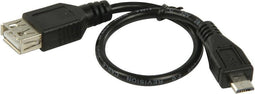 USB 2.0 Kabel Micro-B Male - USB A Female 0.20 m Zwart