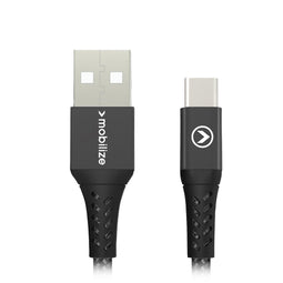 USB 2.0 Kabel USB-C Male - USB A Male Gevlochten nylon 0.2 m Zwart