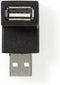 USB-A Adapter - USB 2.0 - USB-A Male - USB-A Female - 480 Mbps - Rond - Vernikkeld - PVC - Zwart - Envelop