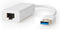 USB-A Adapter - USB 3.2 Gen 1 - USB-A Male - RJ45 Female - 1 Gbps - 0.20 m - Rond - Verguld / Vernikkeld - PVC - Wit - Polybag