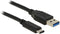 USB-A naar USB-C kabel - USB3.1 Gen 2 - tot 3A / zwart - 1 meter