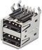 USB A VROUWELIJK, DUBBELE CONNECTOR 90°, VOOR PCB (CC090)