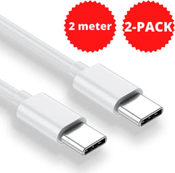 USB C kabel 2 Meter 85W 4A - USB C naar USB C - Extra stevig - 2-PACK - Super Snellader