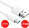 USB C kabel 2 meter - USB C naar USB A kabel - USB C oplader - USB naar USB C kabel - USB C naar USB kabel - USB a naar USB C kabel - USB C lader kabel - Wit - 2-PACK