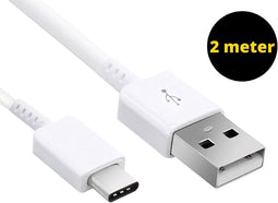 USB C kabel - USB C naar USB A kabel - USB C oplader - USB naar USB C kabel - USB C naar USB kabel - USB a naar USB C kabel - USB C lader kabel - Wit - 2 Meter