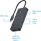 USB-C Multiport Adapter, UCM-2001, 4-in-1, Donker Grijs