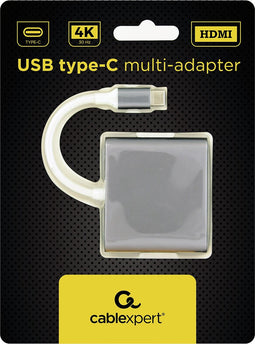 USB-C naar HDMI 4K 30Hz, USB-A en USB-C PD 60W adapter / grijs - 0,15 meter