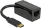 USB-C naar RJ45 Gigabit Ethernet LAN adapter / compact - USB3.0 - CAT6 / zwart - 0,10 meter