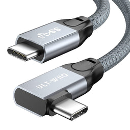 USB C naar USB C kabel 100 W, 20 Gbps 90 graden hoek USB 3.2 Gen2 × 2 Type C datakabel met 4K @ 60Hz