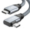 USB C naar USB C kabel 100 W, 20 Gbps 90 graden hoek USB 3.2 Gen2 × 2 Type C datakabel met 4K @ 60Hz