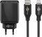 USB-C PD 25W thuislader met 1 poort en losse 8-pins Lightning - USB kabel / zwart - 1 meter