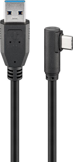 USB-C to USB A 3.0 cable, USB 3.0 plug type A to USB-C plug, 90 ° USB-C plug, synch and charging cab