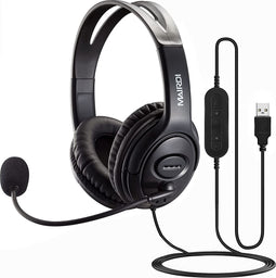 USB-headset met ruisonderdrukkende microfoon stereo Onear pc-koptelefoon voor computer Laptop Thuiskantoor Callcenter Zakelijk Skype-teams Voip Softphone-chat Pro-microfoon voor spraakherkenning Dragon Nuance Mairdi