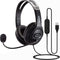 USB-headset met ruisonderdrukkende microfoon stereo Onear pc-koptelefoon voor computer Laptop Thuiskantoor Callcenter Zakelijk Skype-teams Voip Softphone-chat Pro-microfoon voor spraakherkenning Dragon Nuance Mairdi