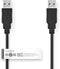 USB-Kabel - USB 2.0 - USB-A Male - USB-A Male - 7.5 W - 480 Mbps - Vernikkeld - 1.00 m - Rond - PVC - Zwart - Label