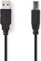 USB-Kabel - USB 2.0 - USB-A Male - USB-B Male - 7.5 W - 480 Mbps - Vernikkeld - 1.00 m - Rond - PVC - Zwart - Label