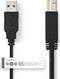 USB-Kabel - USB 2.0 - USB-A Male - USB-B Male - 7.5 W - 480 Mbps - Vernikkeld - 1.00 m - Rond - PVC - Zwart - Label