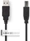 USB-Kabel - USB 2.0 - USB-A Male - USB-B Male - 7.5 W - 480 Mbps - Vernikkeld - 1.00 m - Rond - PVC - Zwart - Label