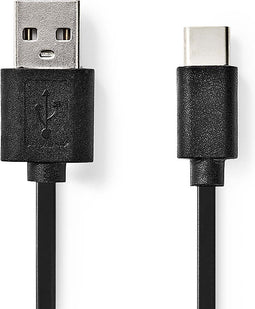 USB-Kabel | USB 2.0 | USB-A Male | USB-C™ Male | 480 Mbps | Vernikkeld | 1.00 m | Rond | PVC | Zwart | Doos