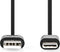 USB-Kabel | USB 2.0 | USB-A Male | USB-C™ Male | 480 Mbps | Vernikkeld | 1.00 m | Rond | PVC | Zwart | Doos