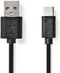 USB-Kabel | USB 2.0 | USB-A Male | USB-C™ Male | 480 Mbps | Vernikkeld | 1.00 m | Rond | PVC | Zwart | Doos