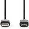 USB-Kabel - USB 2.0 - USB-C Male - USB Micro-B Male - 60 W - 480 Mbps - Vernikkeld - 1.00 m - Rond - PVC - Zwart - Envelop