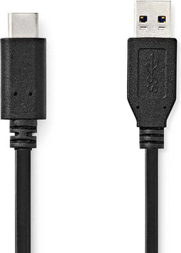 USB-Kabel | USB 3.2 Gen 2 | USB-A Male | USB-C™ Male | 10 Gbps | Vernikkeld | 1.00 m | Rond | PVC | Zwart | Doos