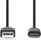 USB-Kabel | USB 3.2 Gen 2 | USB-A Male | USB-C™ Male | 10 Gbps | Vernikkeld | 1.00 m | Rond | PVC | Zwart | Doos