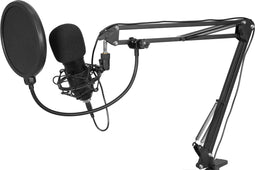 USB Microfoon voor PC met Arm - OMNITRONIC BMS-1C - microfoons usb met pop filter - statief met boom (microfoonstandaard) - mic met houder microfoonstatief computer en laptop